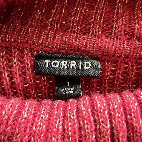 Torrid Metallic Cable Pullover Cold Shoulder Sweater Womens size 1x - Picture 6 of 8